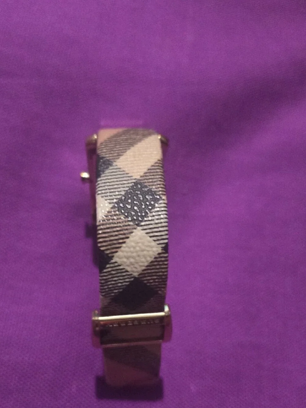 Burberry Beige/Pink Leather Strap Rectangular Silver Dial Watch